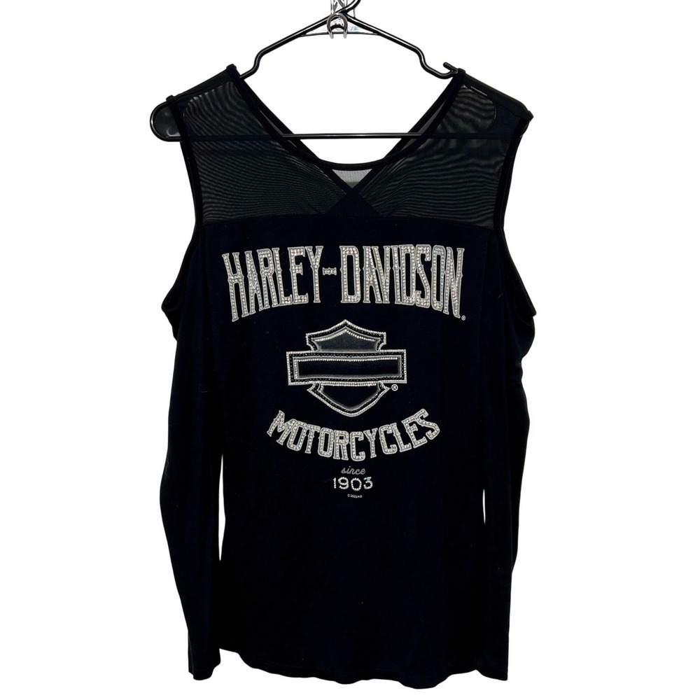 Harley-Davidson Black Sleeveless Mesh Yoke Motorcycle Logo Tank